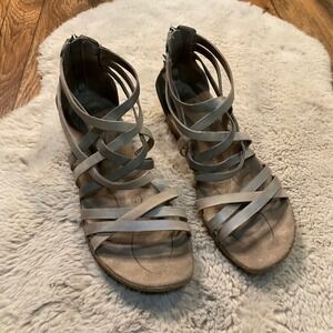 Ahnu Strappy Trolley Sandals Size 10 Womens Gray Leather Comfort